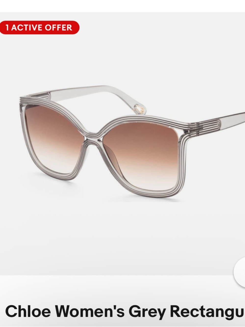 Chloe Grey Rectangular Sunglasses